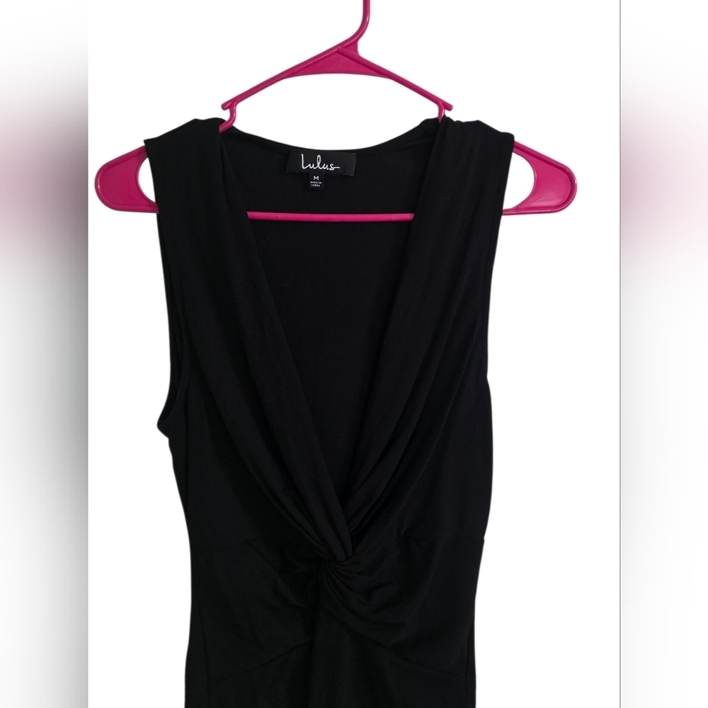 Lulus Black Twist-front Sleeveless Bodysuit Size Medium - Picture 4 of 10